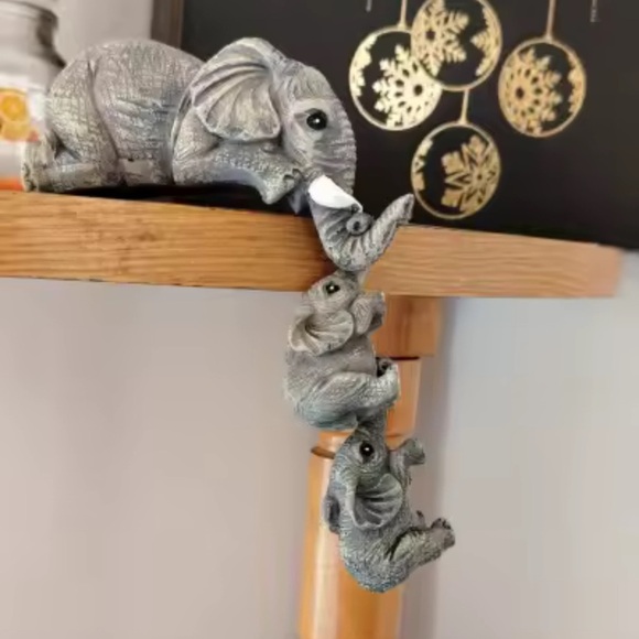 Decor 🐘 3PC Elephant Hug Baby Resin Figurine Set – Cute Miniature Home Décor - Picture 9 of 16